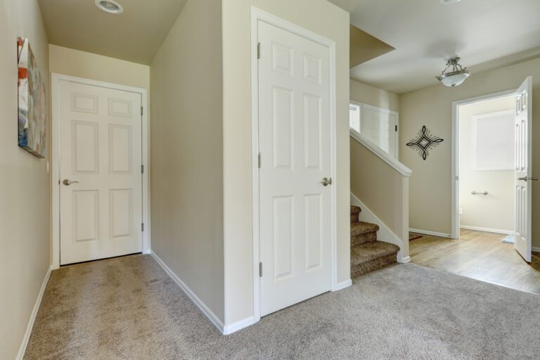 Downstairs hallway, high trafficked area in a normal home