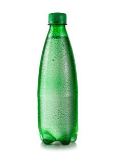 Green bottle of carbonated seltzer